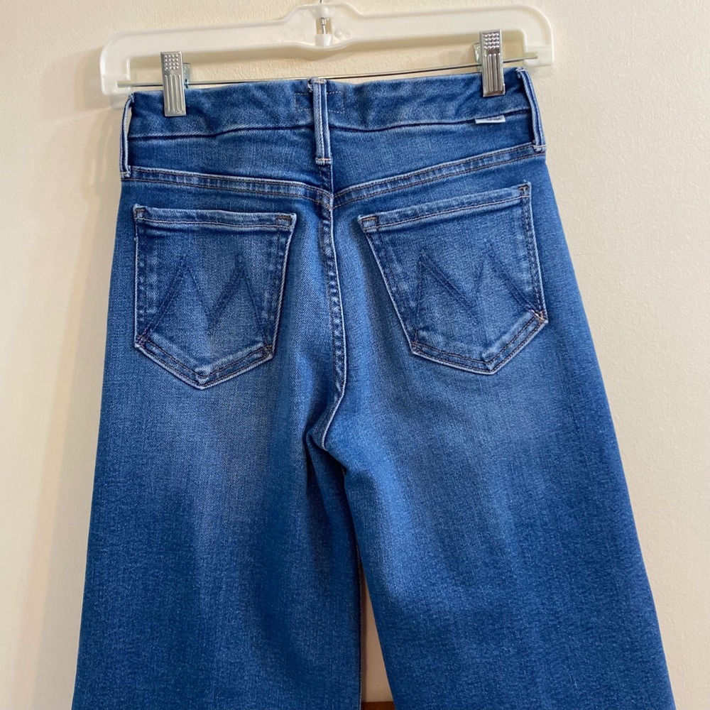 Mother Lil Roller Fray Work Hard Play Hard Light Wash Jeans Wide Leg Frayed 23 - Picture 5 of 16